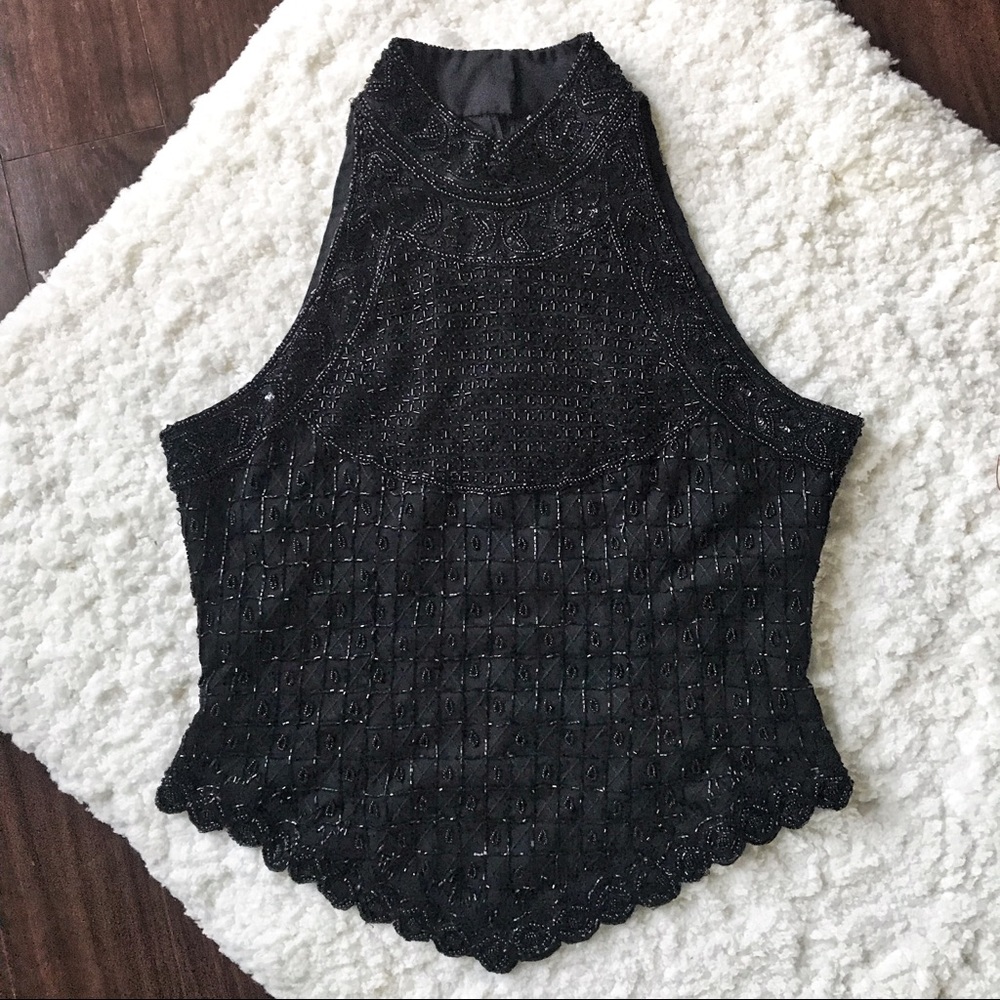 Beaded Silk Top by Papell Boutique